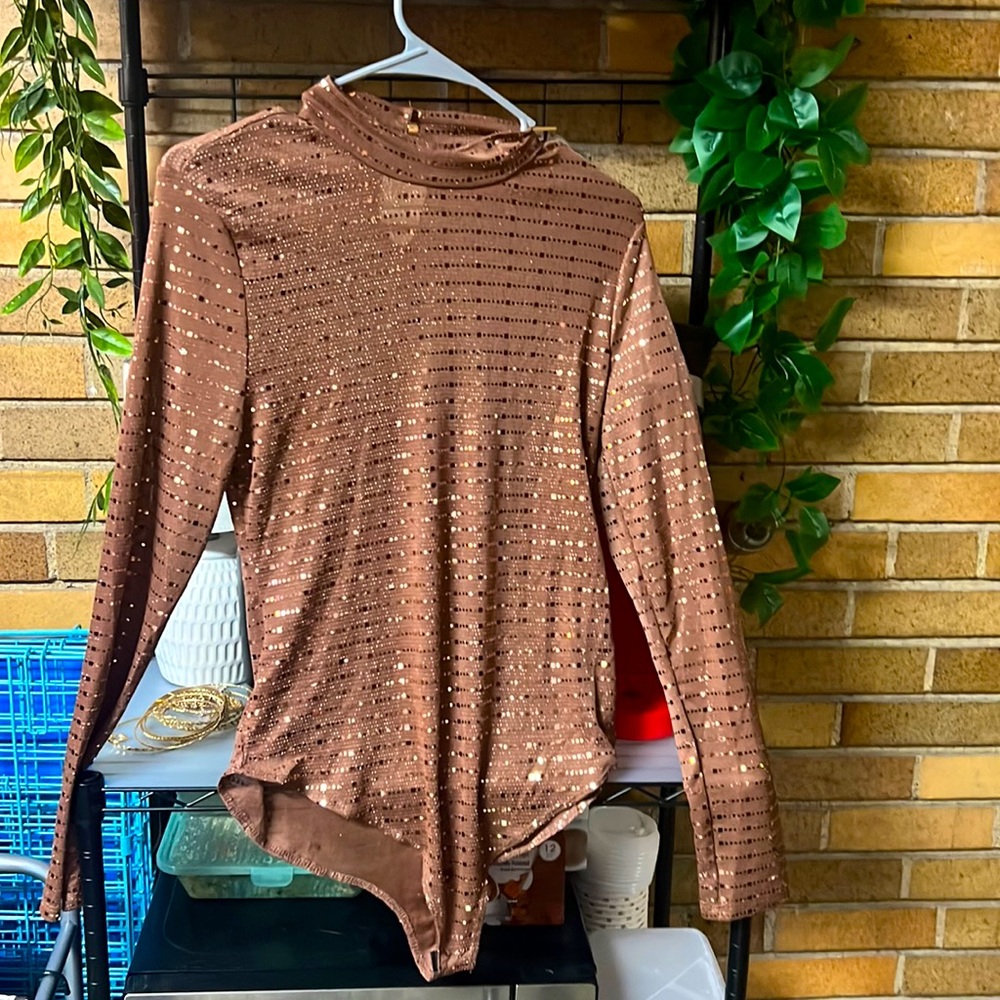 Brown Party Bodysuit Top
